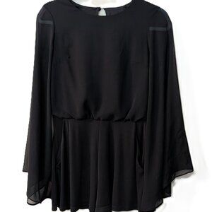 Topshop Women's Black Chiffon Flared Sleeve Romper – US Size 2
